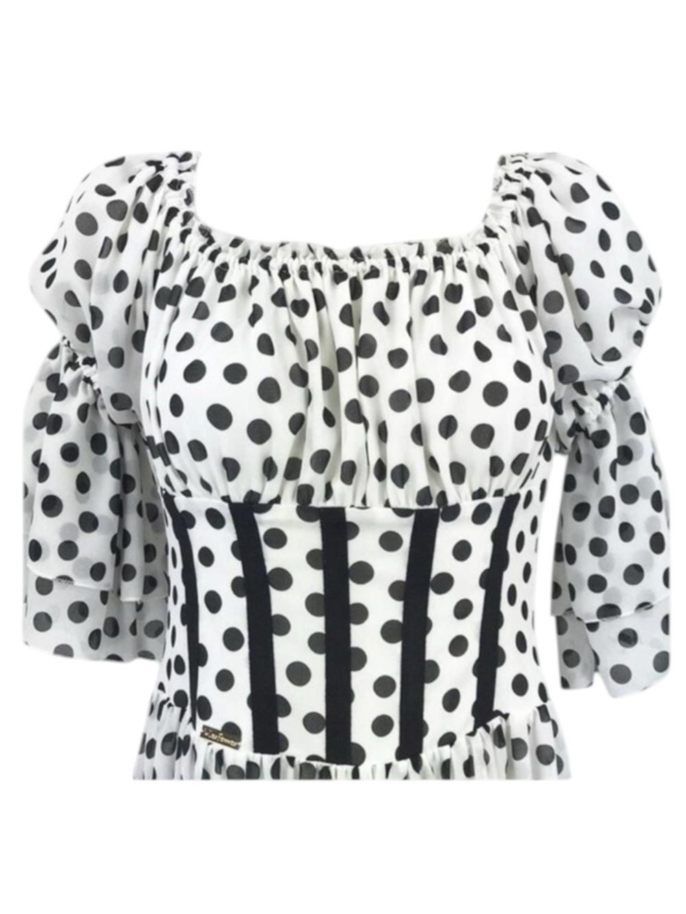 new Babylon Les Femmes ☻ Burlesque Corset Cocktail Dress ☻︎ Black Polka Dots ☻︎ - Picture 8 of 16